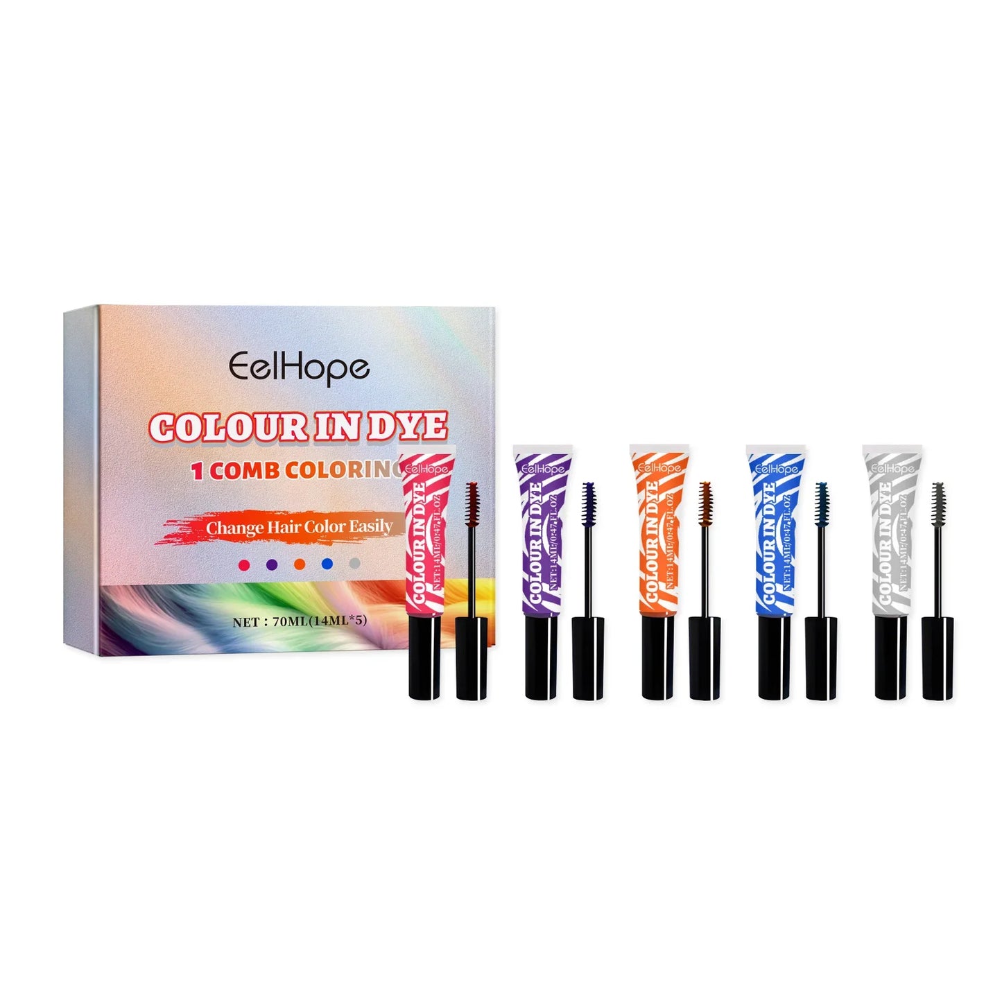 HOEGOA Temporary Hair Dye Set – 5 Vibrant Colors, Plant-Based
