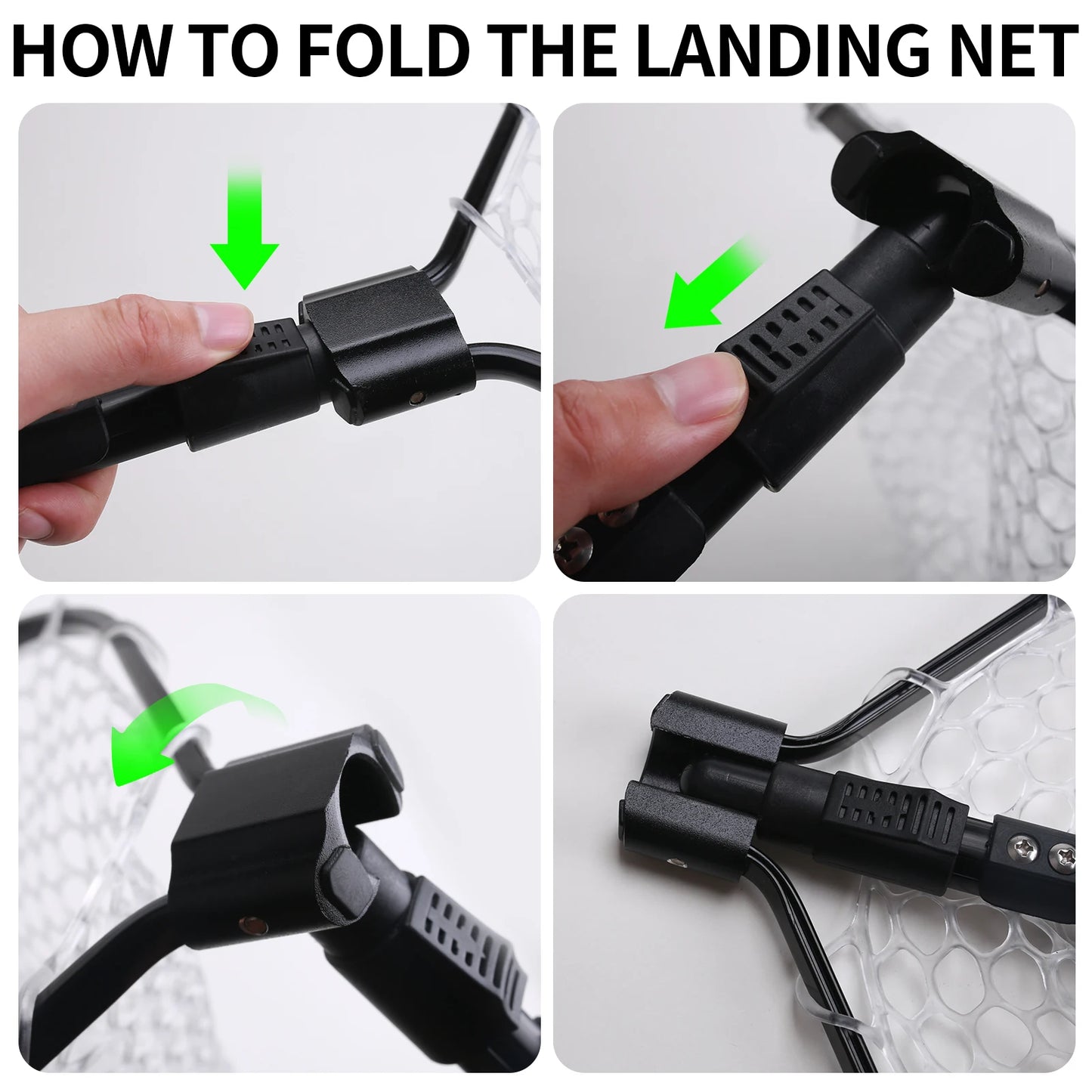 Fly Fishing Net Bass Trout Landing Net Folding Fishing Nets with Non-absorbent Coating Mesh Freshwater Safe Catching Releasing Peaceful Pleasures Health and Wellness