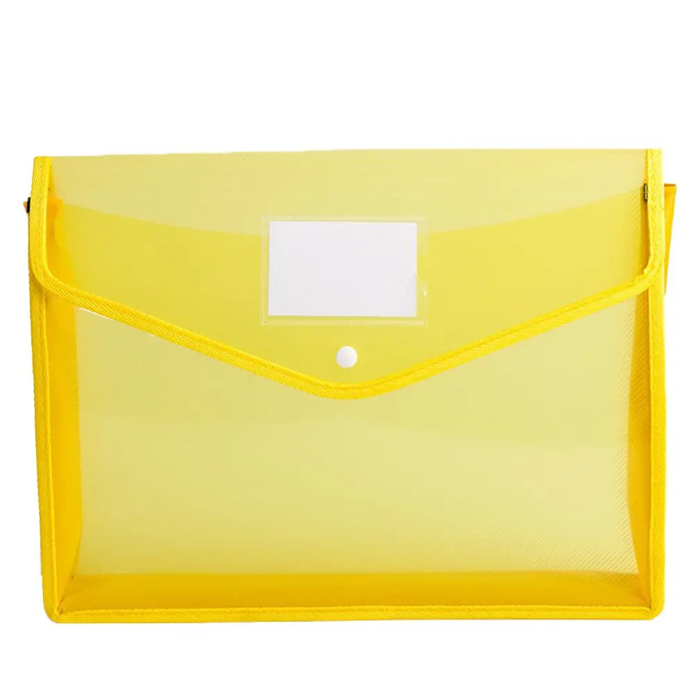 Portable Storage For School Home Work Office Plastic Snap Button File Bags Stationery Cases Folders Organizers File Envelopes Peaceful Pleasures Health and Wellness yellow