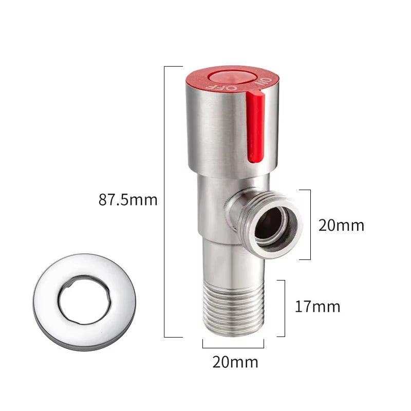 G1/2 Stainless Steel Hot Cold Inlet Valve Toilet Filling Angle Valves Sink Basin Water Heater Faucet for Bathroom Accessories Peaceful Pleasures Health and Wellness Red