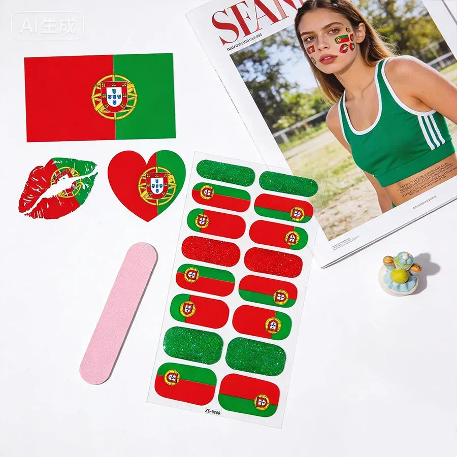 3-Piece Flag Nail Sticker & Foil Art Accessories Set Peaceful Pleasures Health and Wellness