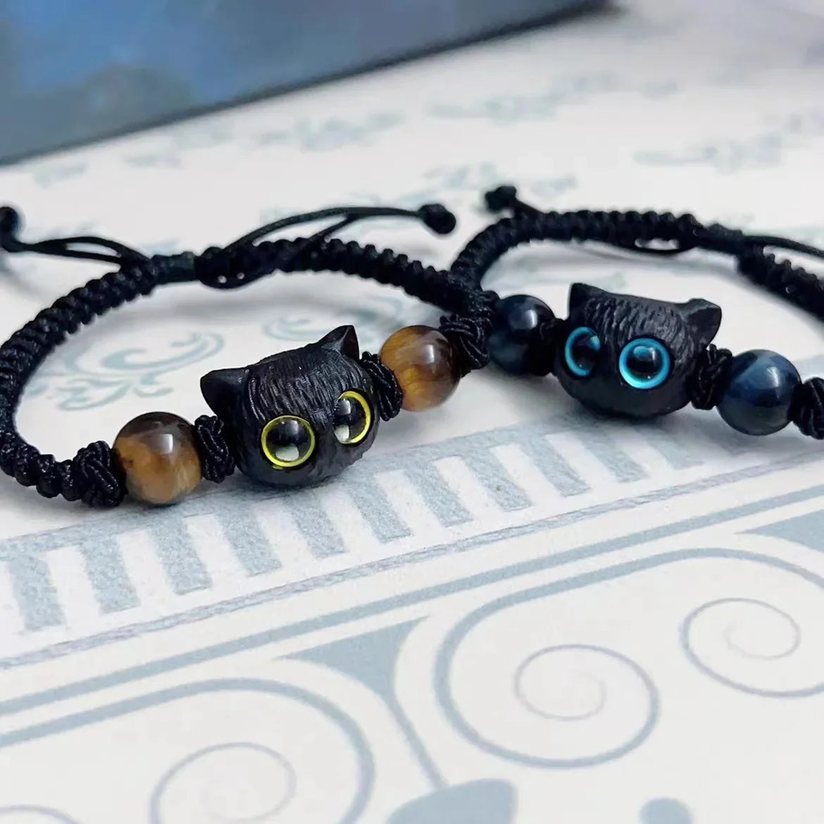 Cute Cat Charm Bracelet | Crystal Braided Fashion Jewelry