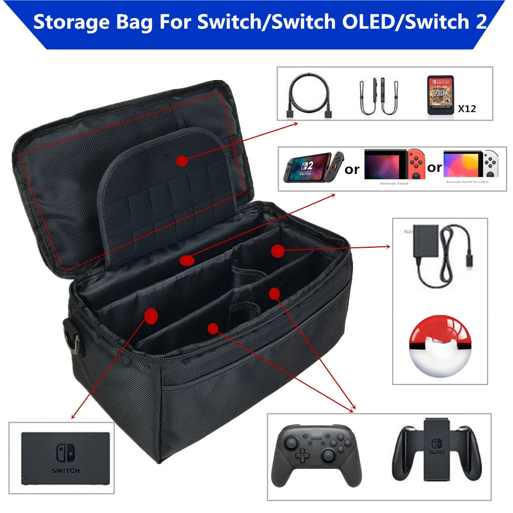 Large-Capacity Carry Case For Switch/Switch Oled/Switch 2 Bag Carrying Suitcase Game Card Storage Pouch Cover Big Accessories Peaceful Pleasures Health and Wellness Default Title
