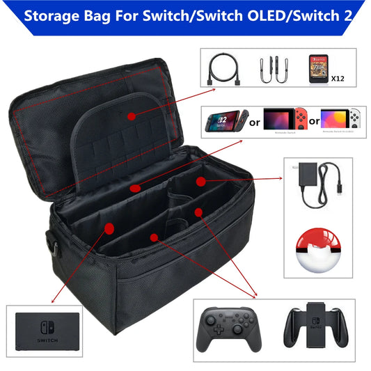 Large-Capacity Carry Case For Switch/Switch Oled/Switch 2 Bag Carrying Suitcase Game Card Storage Pouch Cover Big Accessories Peaceful Pleasures Health and Wellness Default Title