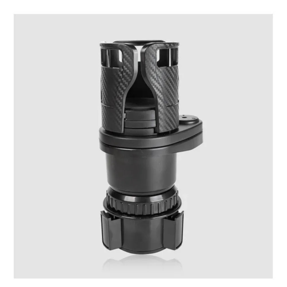 360° Rotating Dual Car Cup Holder | Carbon Fiber Texture