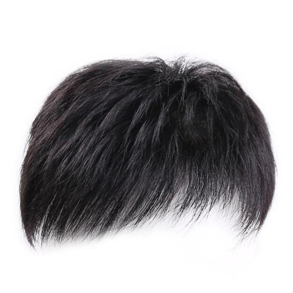 Men's Black Clip-On Hair Topper | Short Hair Coverage Piece