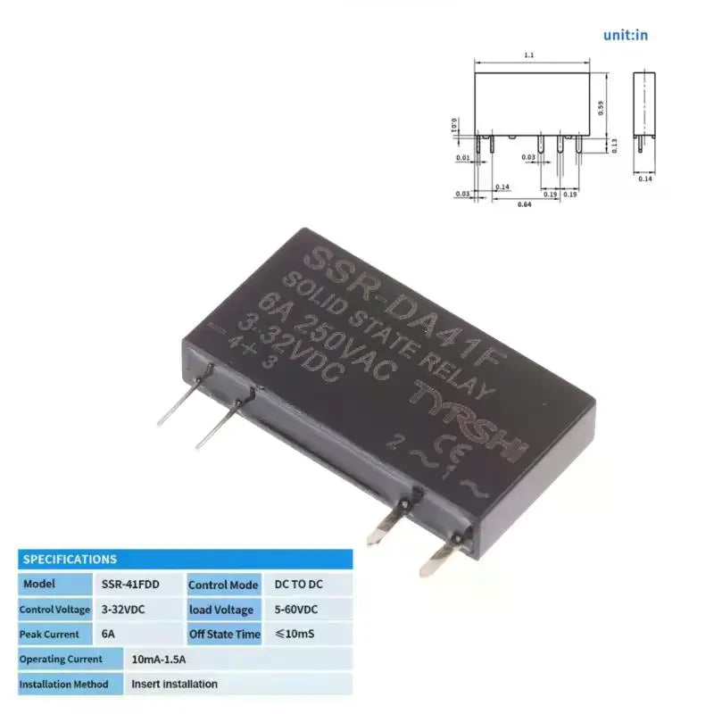 Slim SSR DIN Rail Relay Module 3-32VDC Non-Contact 6A Switch Solid State Relay Peaceful Pleasures Health and Wellness