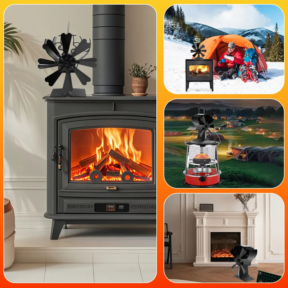 NEW 8-Blade Heat Powered Stove Fan for Wood Log Burner Fireplace Quiet Environmental Fan Heater Tool Efficient Heat Distribution Peaceful Pleasures Health and Wellness