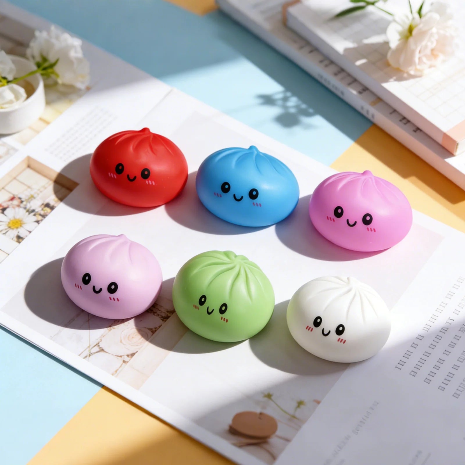 Simulation Dumpling Stress Ball Reusable Sensory Toys Low Rebound Relieve Stress Mood Toys Kid Safety Cute Colorful Dough Ball Peaceful Pleasures Health and Wellness