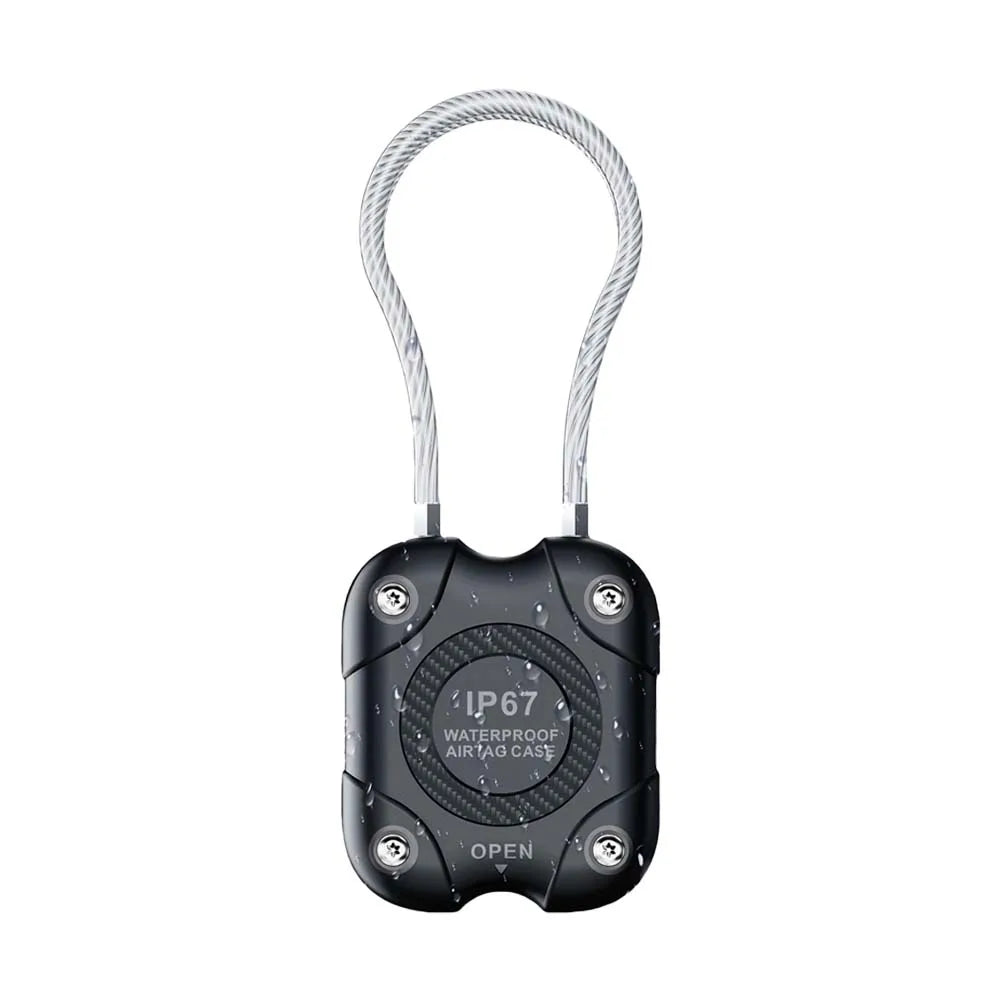 Airtag Holder with Wire Cable-Secure Lock Airtag Keychain-360°Hard Protective Air Tag Case Holder for Apple AirTag for Key Chain Peaceful Pleasures Health and Wellness black