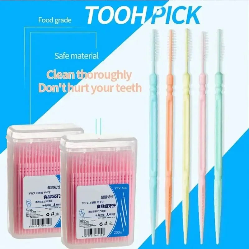 【Hot sales】Disposable double-head floss 200 toothpicks, floss, toothpicks Dental cleaning and care supplies Peaceful Pleasures Health and Wellness