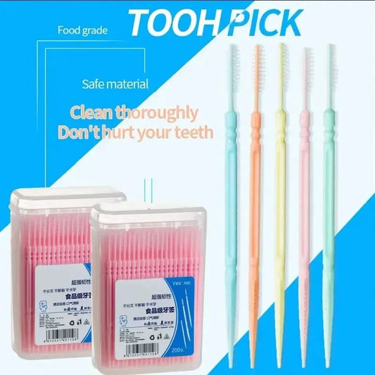 【Hot sales】Disposable double-head floss 200 toothpicks, floss, toothpicks Dental cleaning and care supplies Peaceful Pleasures Health and Wellness