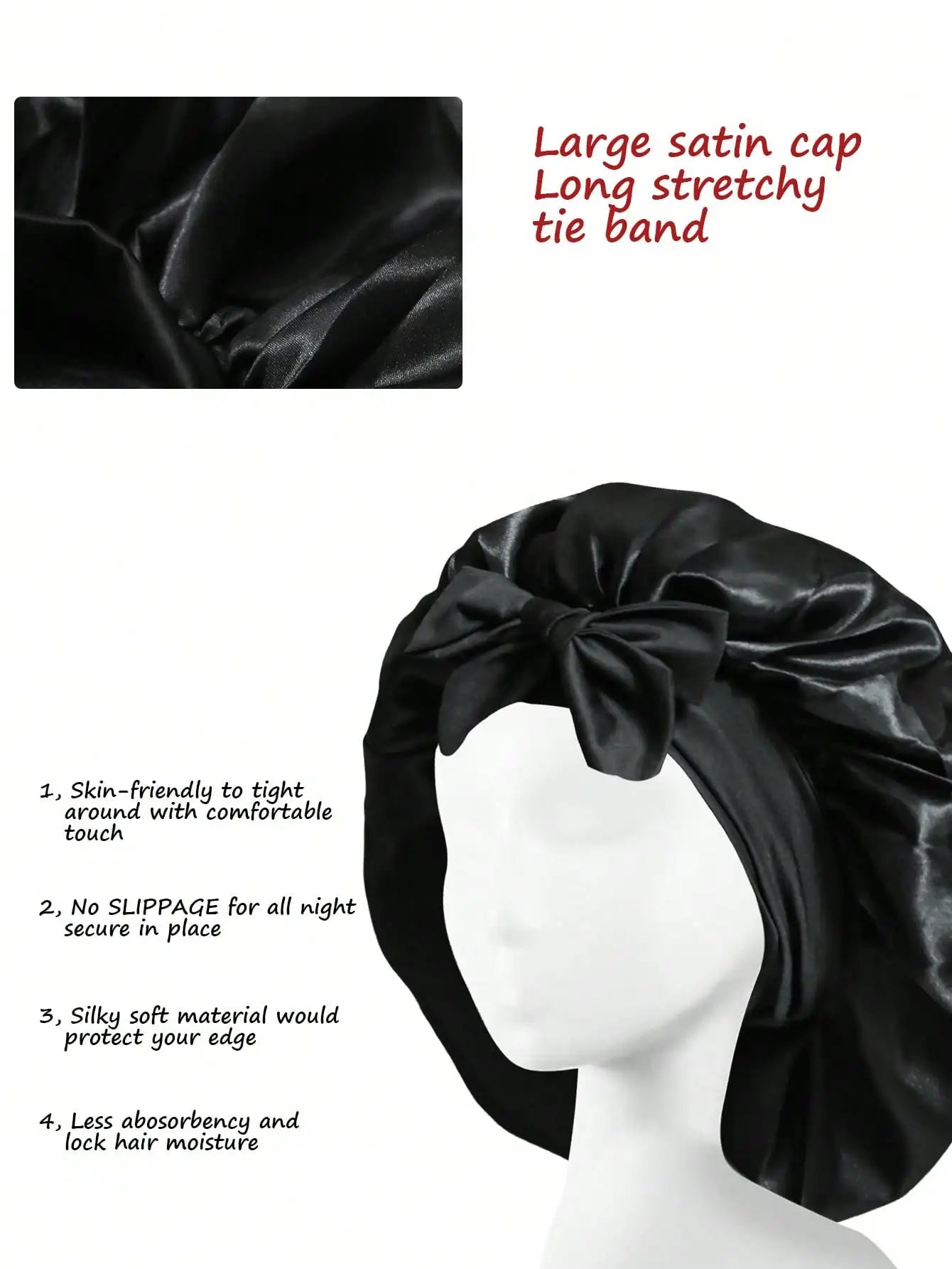 Adjustable Satin Sleep Bonnet with Tie Band – Women & Men