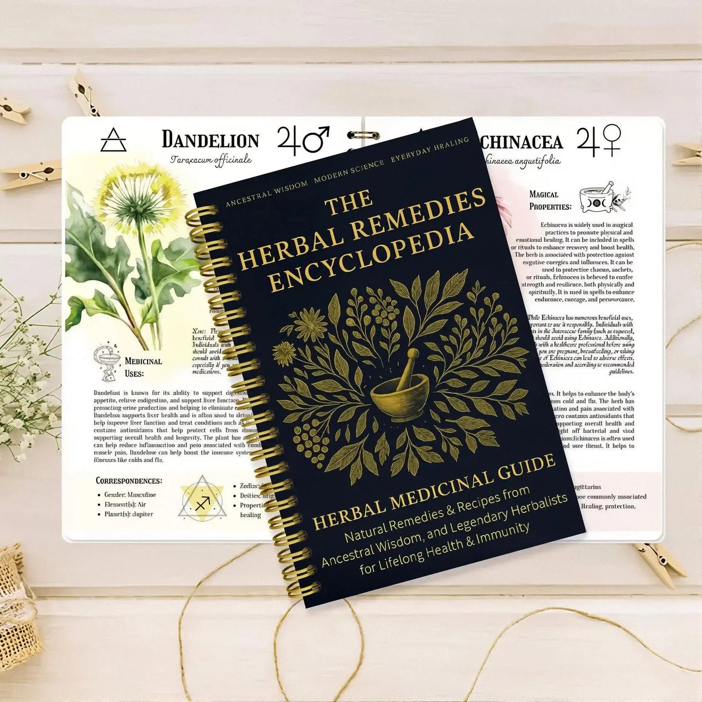 Herbal Remedies Encyclopedia Notebook Medicinal Guide Book