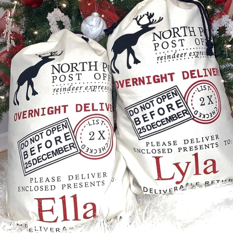 Personalized Reindeer Santa Sack | Christmas Gift Bag for Kids