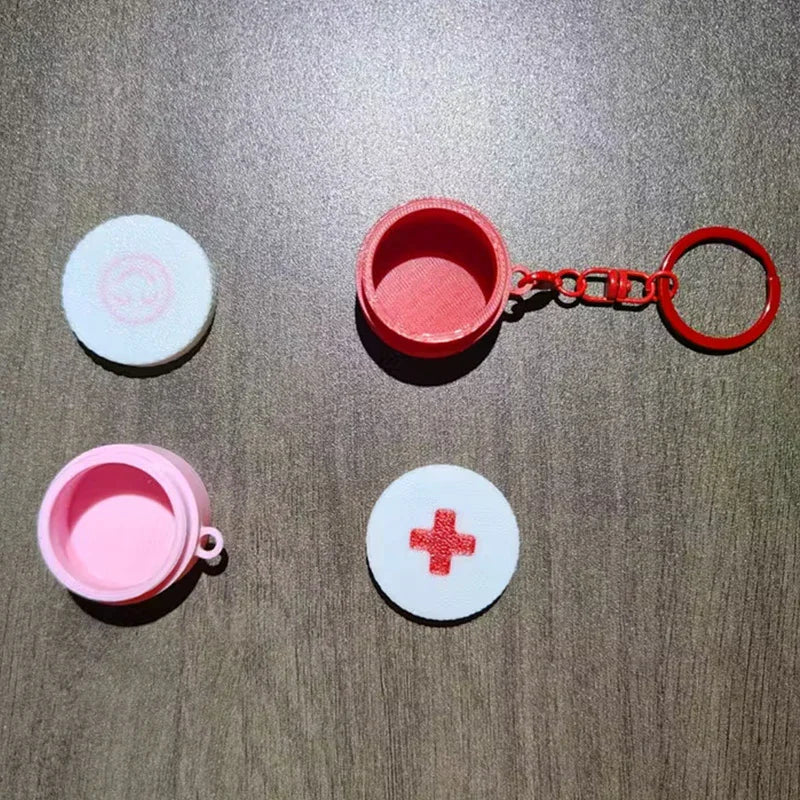 Mini Sliding Pill Box with Keychain | Portable Capsule Holder
