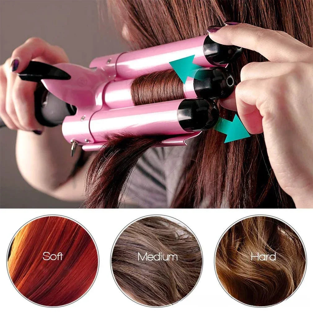 Professional Hair Curling Iron Ceramic Triple Barrel Hair-Curler Irons Hair Wave Waver Styling Tools Hair Styler Wand for Woman Peaceful Pleasures Health and Wellness
