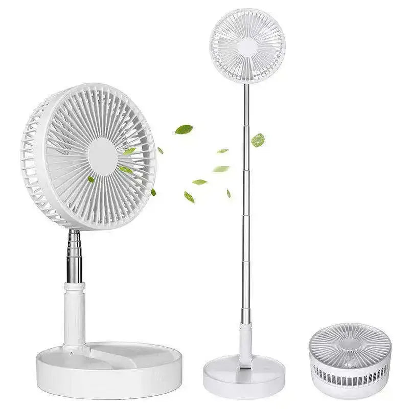 Foldable Telescopic Wireless Portable Desk Fan Usb Rechargeable Built-In Battery Oscillating Standing Air Cooling Fan Peaceful Pleasures Health and Wellness