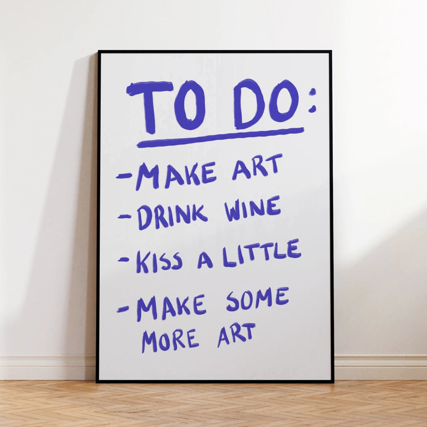 Modern Minimalist Blue To-Do List Canvas Wall Art Print