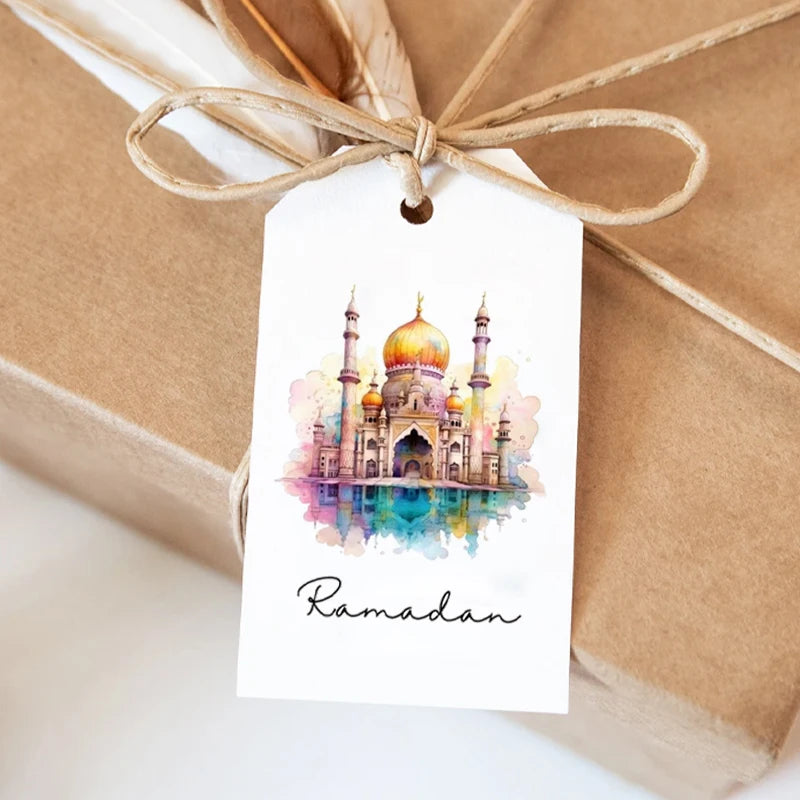 Ramadan Eid Hangtags Moon Mosque Diamond Gift Tags – 10 Pcs Celebration Gift Tags Peaceful Pleasures Health and Wellness