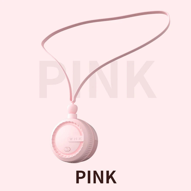 Portable Mini Neck Fan Rechargeable Adjustable Lanyard and Bracket Free Your Hands Outdoor Small Hanging Neck Fan For Children Peaceful Pleasures Health and Wellness Pink