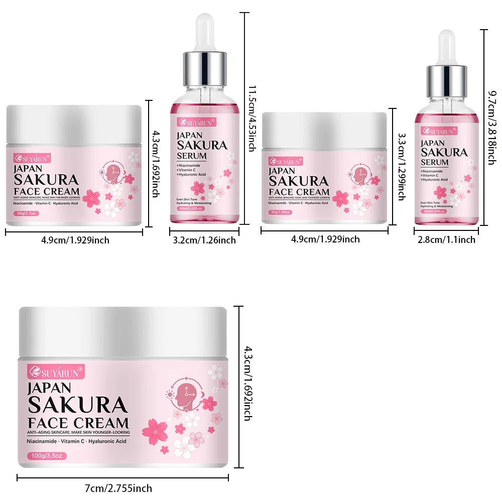 SUYARUN Cherry Blossom Skincare Set - Moisturizing Cream & Serum, Gentle Fragrant Formula, Perfect Travel Gift. Peaceful Pleasures Health and Wellness