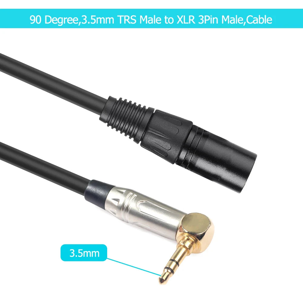 90° 3.5mm TRS to XLR 3-Pin Male Audio Cable 0.3m | VODOOL