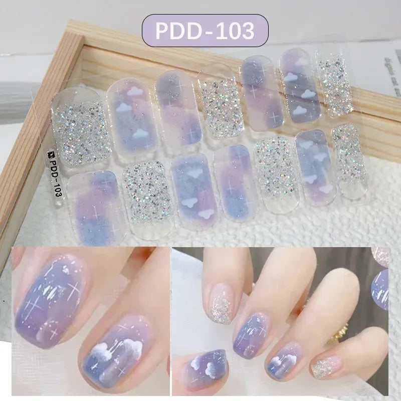 Glitter Full Cover Nail Stickers | Self-Adhesive Nail Wraps