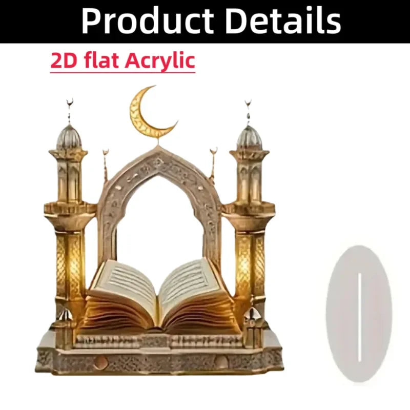 1pc 2D Quran Acrylic Desktop Decor - Ramadan Moon Star Design, Eid Al-Fitr Home Ornament, Muslim Festival Decoration Gift Peaceful Pleasures Health and Wellness
