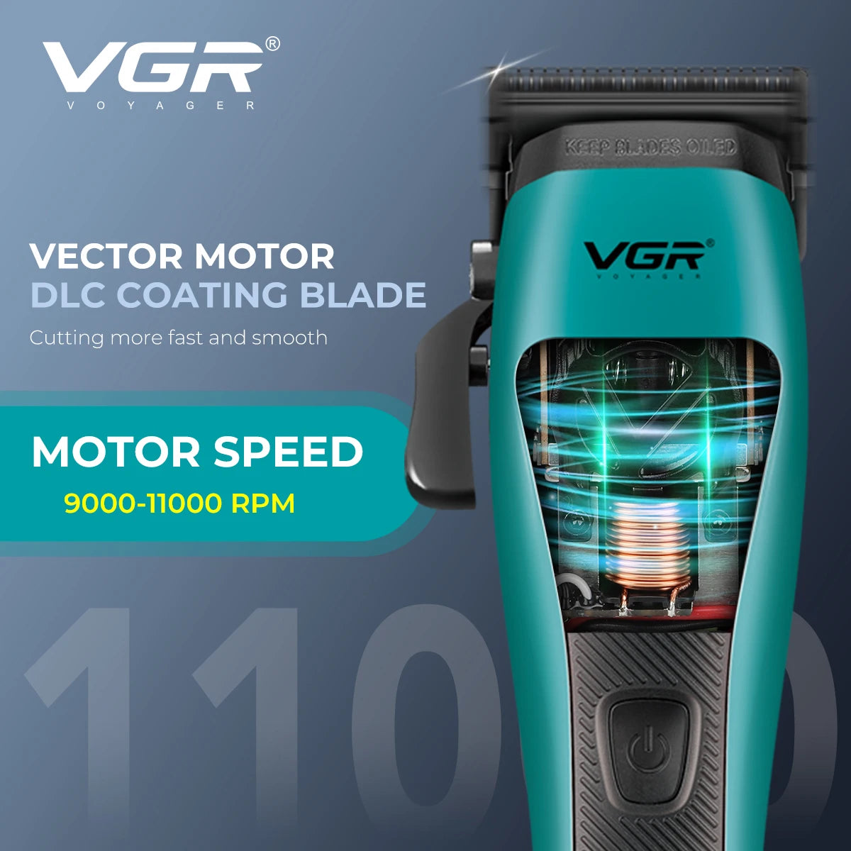 VGR new magnetic levitation electric hair clipper professional grade hair trimming machine alloy high-end push shear V-035C Peaceful Pleasures Health and Wellness