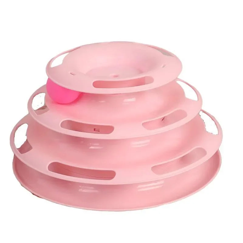 3-Layer Cat Turntable Tower Track Toy | Interactive Ball Play