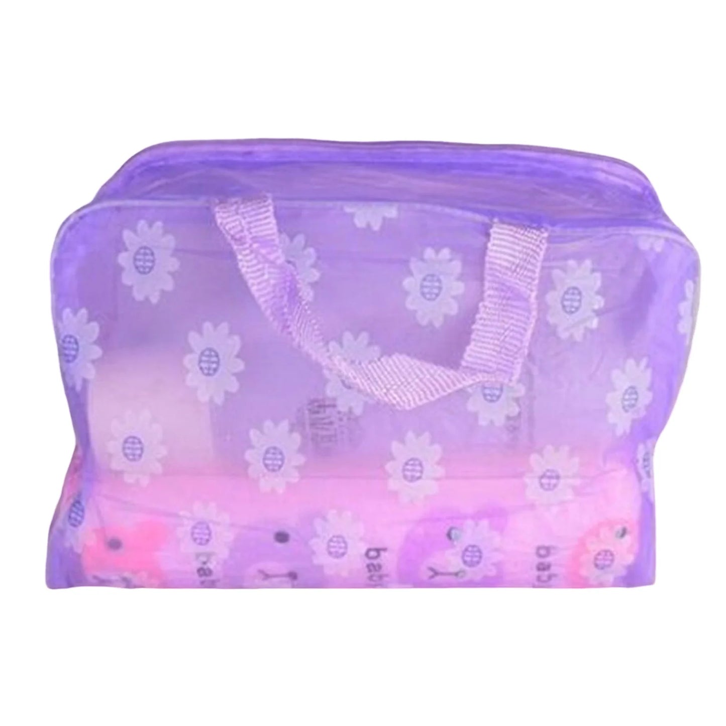 PVC Waterproof Clear Makeup Bag With Zipper And Handle For Travel Bathroom Storage Cosmetic Organizer Peaceful Pleasures Health and Wellness PURPLE