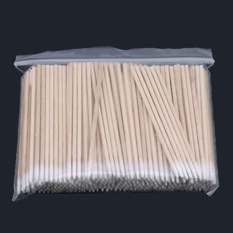 300/500pcs Wooden Tip Cotton Stick Long 7cm 300 Wooden Handle Tip Semi Permanent Embroidered Cotton Swabs Peaceful Pleasures Health and Wellness