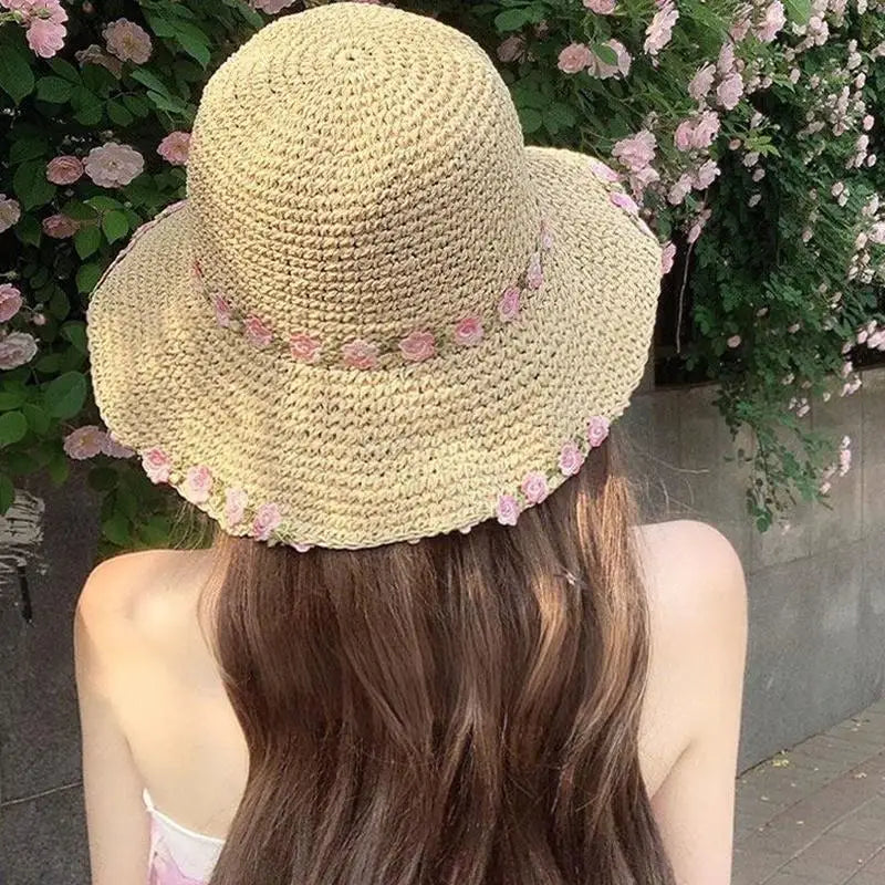 Women's Foldable Wide Brim Straw Sun Hat | UV Beach Hat