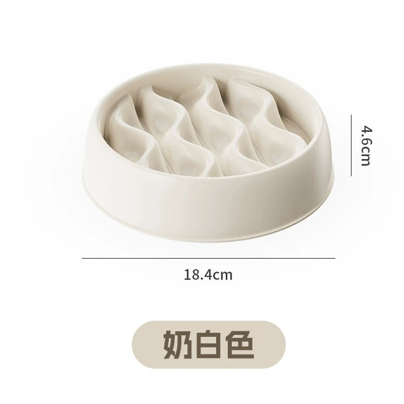 Slow Feeder Cat Bowl Set – Anti-Splash Dual Dish PP Plastic