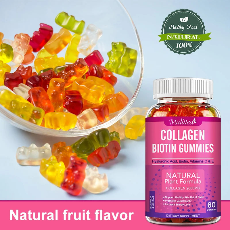 Collagen Gummies with Biotin, Vitamin C & E – Hair, Skin, Nails & Joints | 60 Count Peaceful Pleasures Health and Wellness
