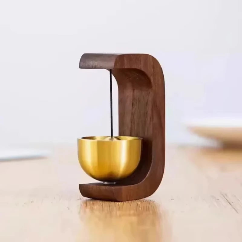 2026 Dopamine Home Wind-Bell Magnetic Inhalation Beech Wood Copper Bell Walnut Ornament Car Door Reminder Decorative Bell Peaceful Pleasures Health and Wellness 3BF045