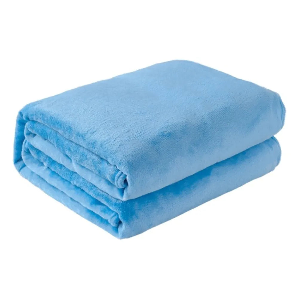 Solid Color Flannel Blanket – Soft Thickened Polyester Throw