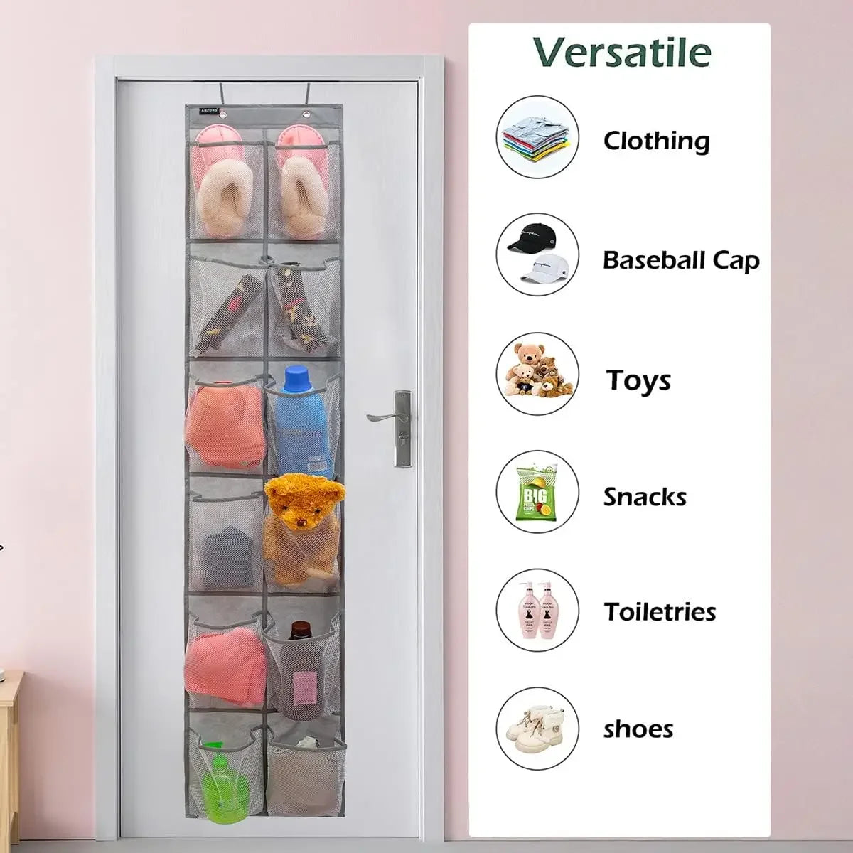 12-Pocket Hanging Shoe Organizer for Kids & Adults - Space-Saving Door Storage Solution Peaceful Pleasures Health and Wellness