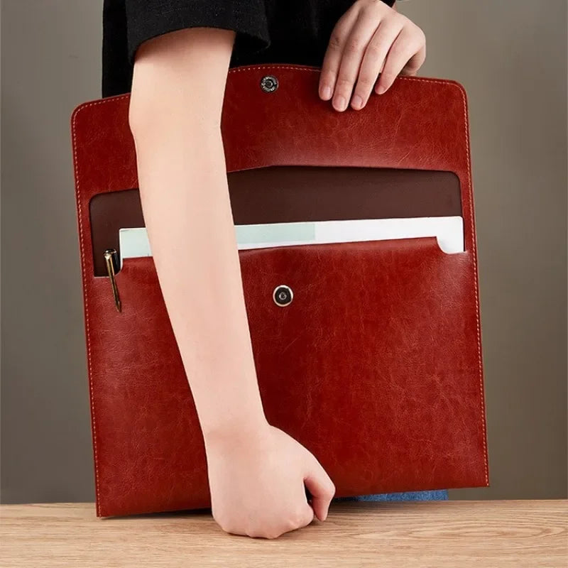 A4 PU Leather File Folder Briefcase | Document Organizer Bag Document Briefcase Bag Peaceful Pleasures Health and Wellness
