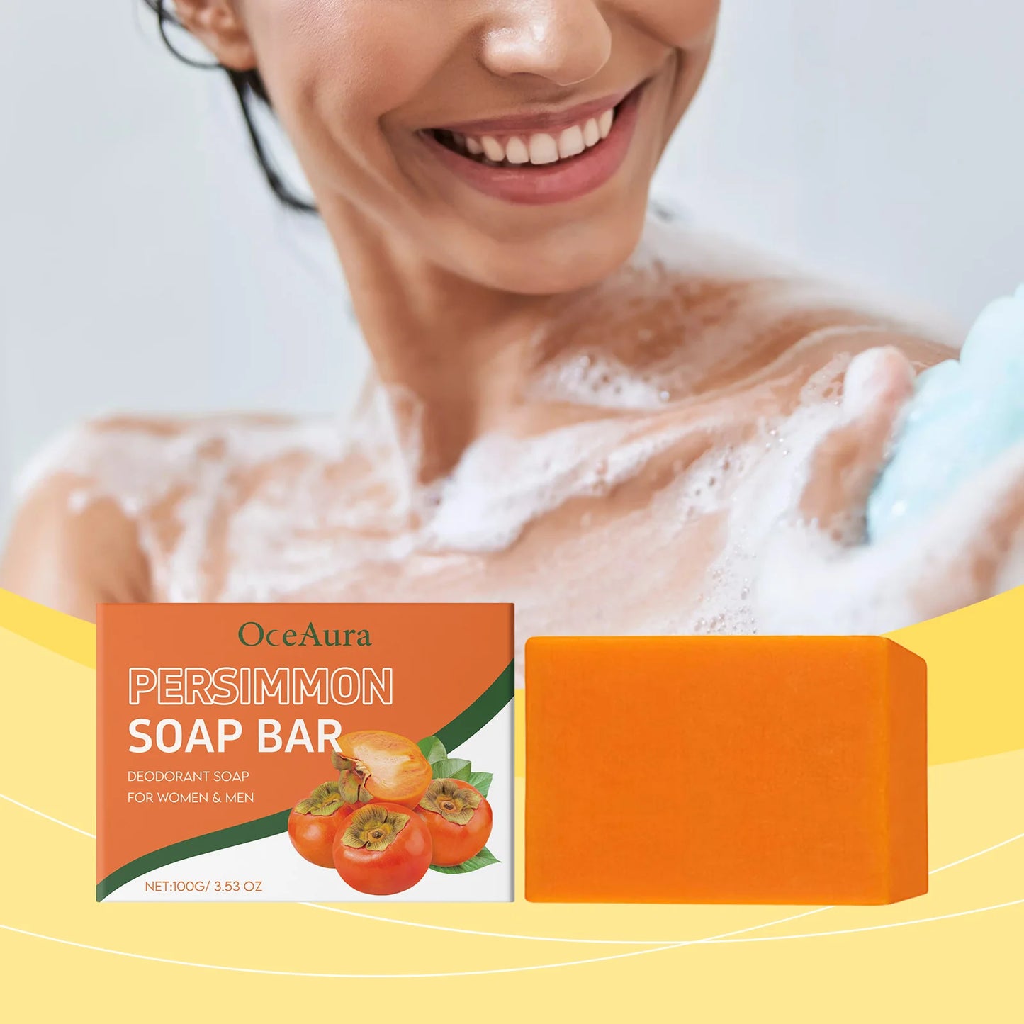 OceAura Persimmon Exfoliating Soap Bar – Moisturizing 100g