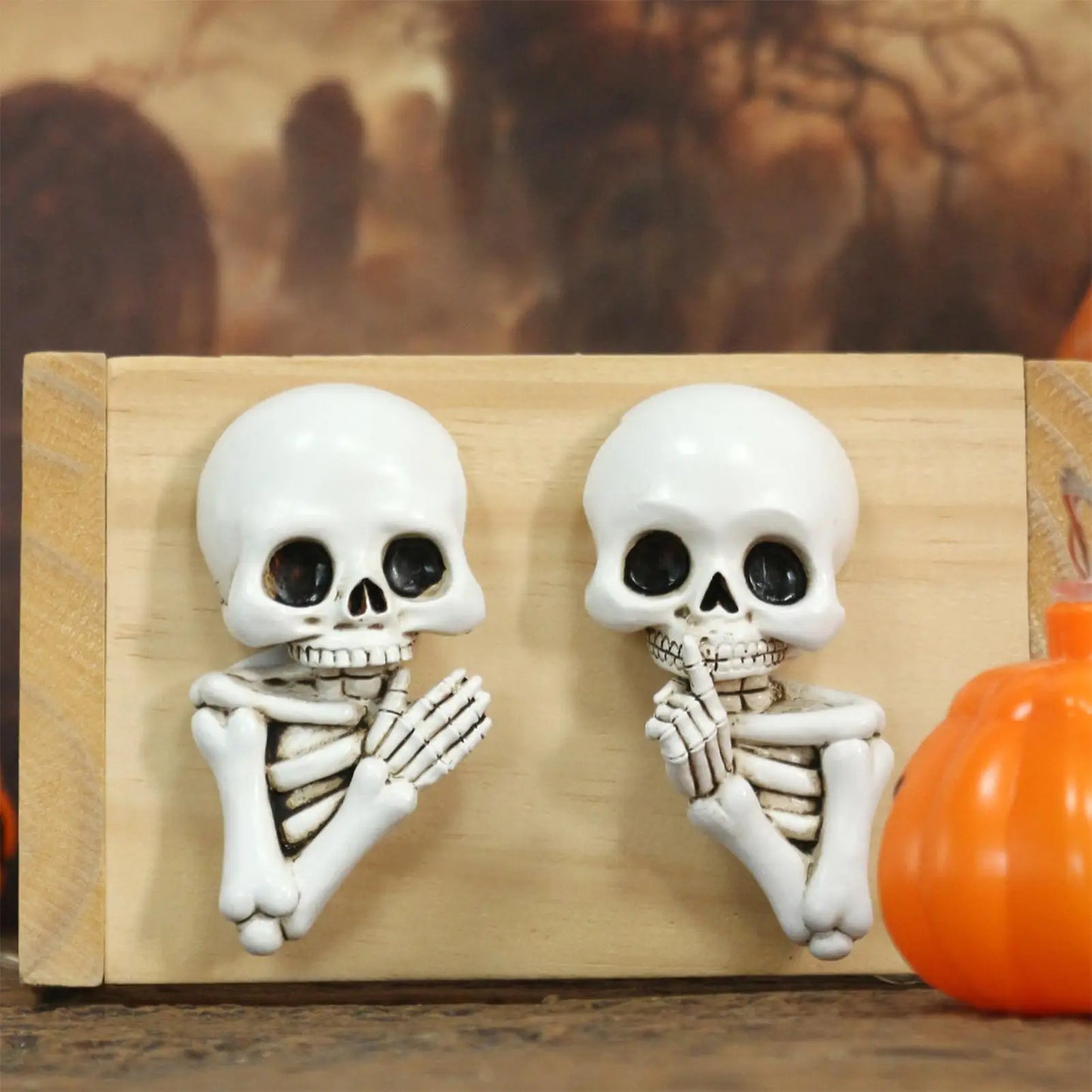 Halloween Skeleton Wall Socket Decor | Resin Skull Stickers 2 Pc