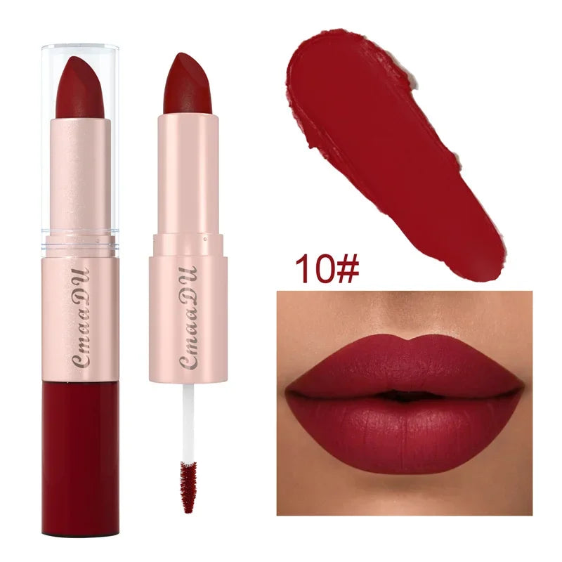 2-in-1 Matte Lipstick & Lip Liner Pen | 24H Waterproof, 12 Colors