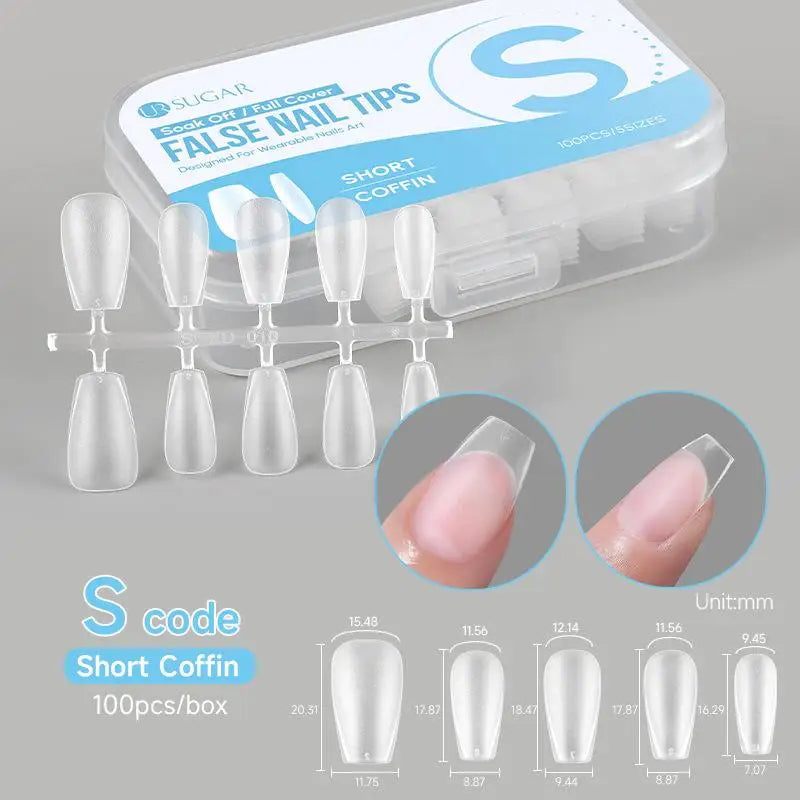 100/420Pcs Matte Soft Gel Tips Full Cover False Nail Tips Press On Acrylic Nails Short Almond Coffin Artificial Nails Extension Peaceful Pleasures Health and Wellness 100Pcs S Blue