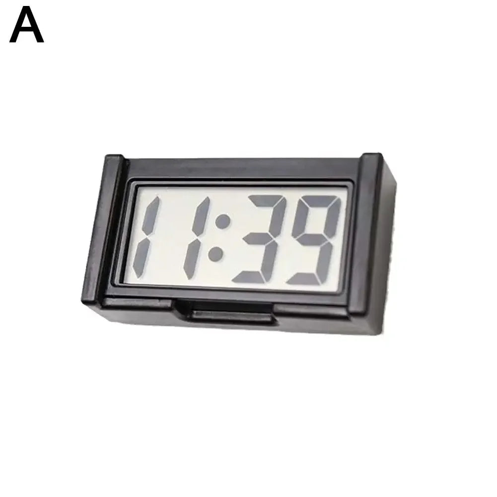 Practical Mini Digital Display Large Screen Car Mounted Small Adhesive Portable Electric Motorcycle Car Mounted Clock Mute New Peaceful Pleasures Health and Wellness black