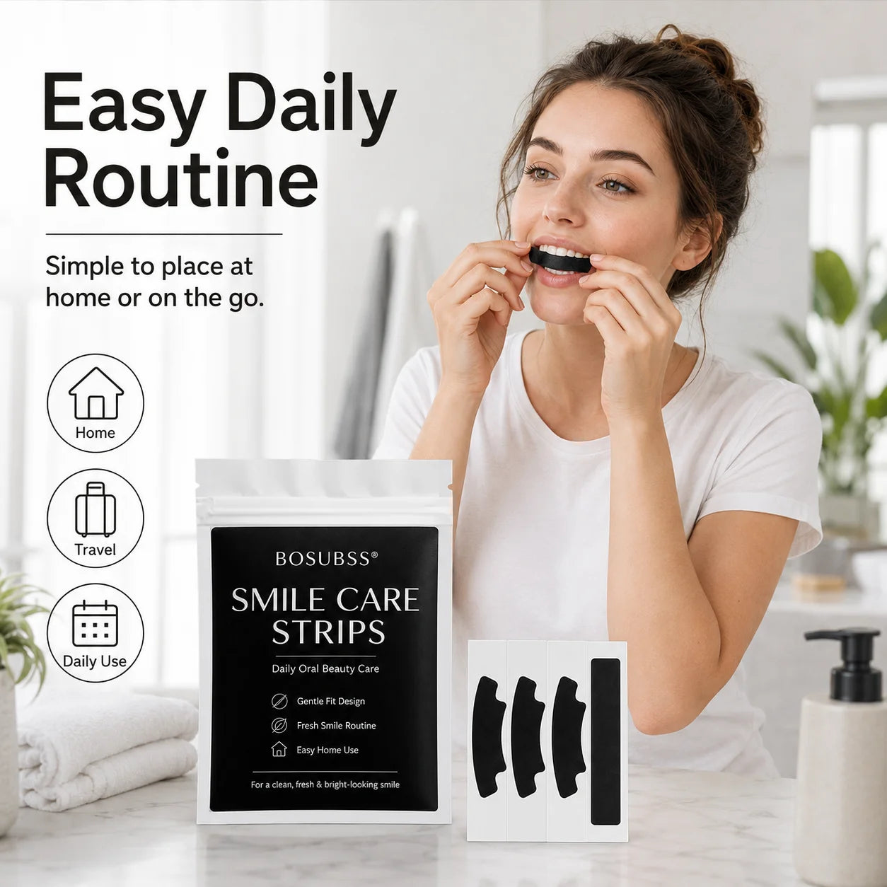 Black Teeth Brightening Strips – 2 or 6 Pairs | Daily Smile Care