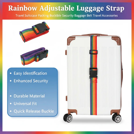 Rainbow Adjustable Luggage Strap – Secure Travel Suitcase Belt Luggage Strap Oasis Select