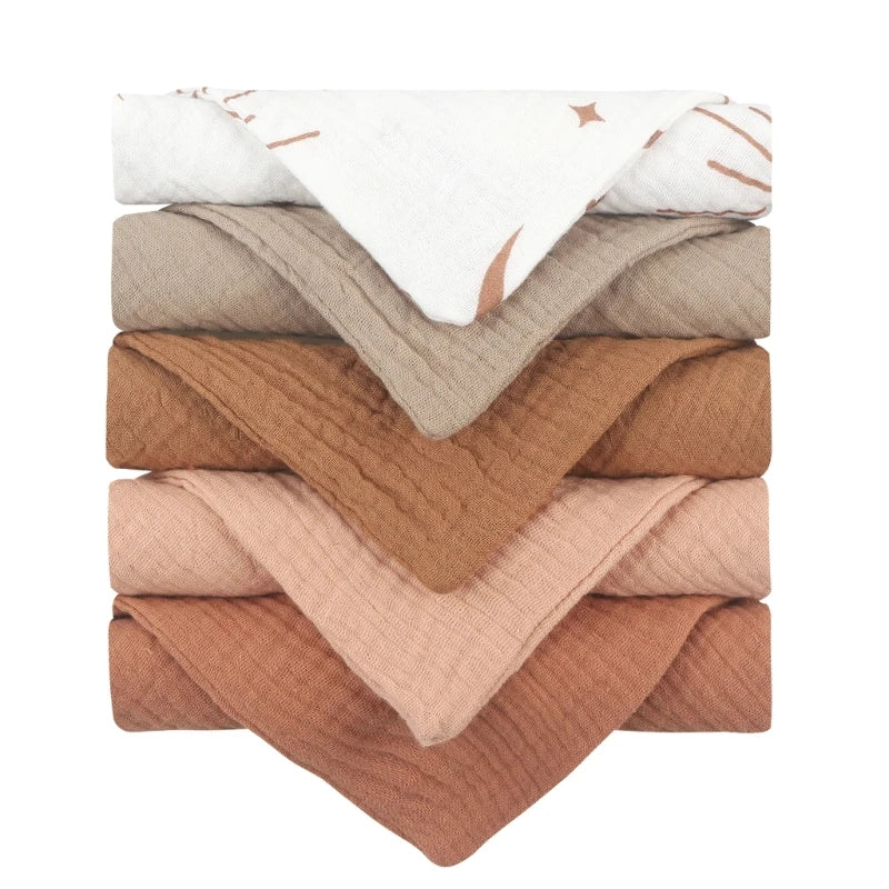 5-Pack Baby Cotton Gauze Washcloths – Soft Burp & Bath Towel