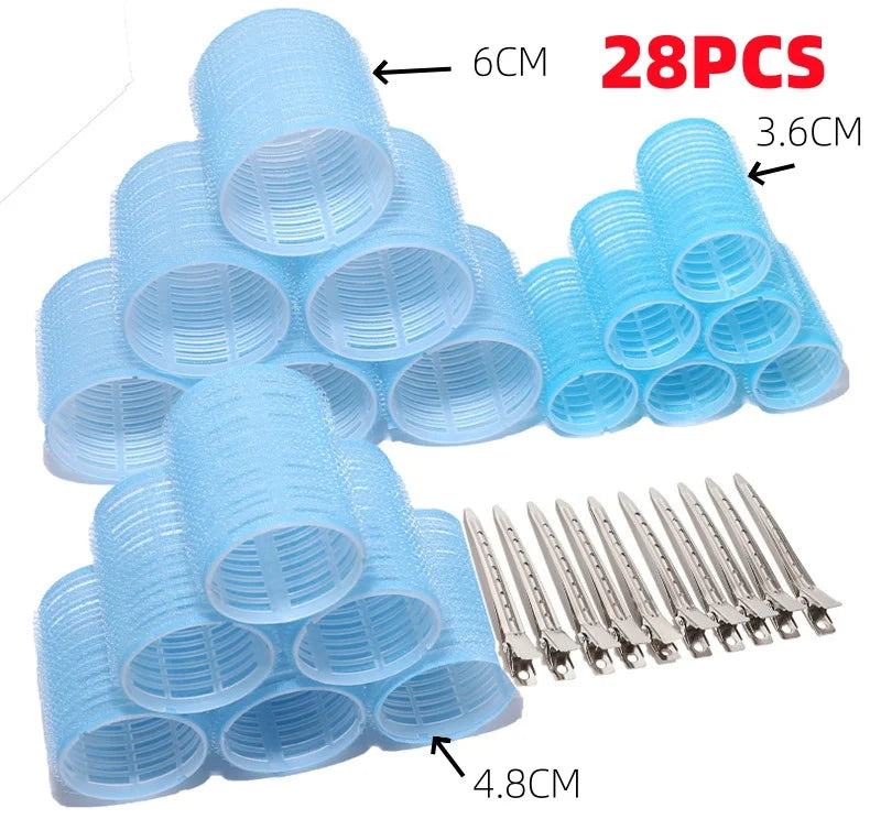 28-Piece Heatless Hair Roller Set | 3 Sizes Self-Grip Curlers