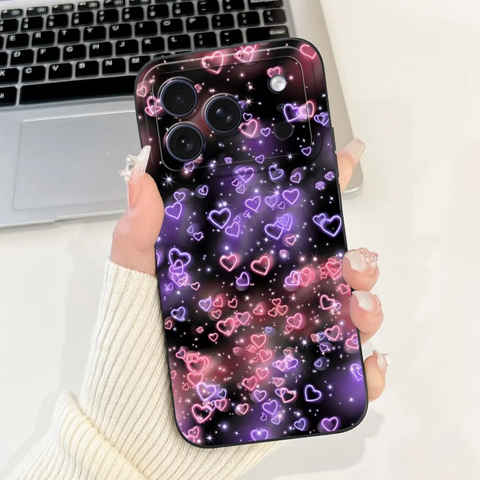 iPhone 17 Pro Silicone Case | Cute Kawaii Floral Painted Cover